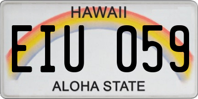 HI license plate EIU059