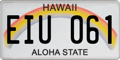 HI license plate EIU061