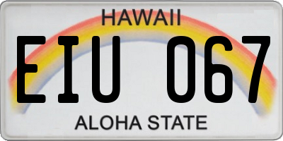 HI license plate EIU067