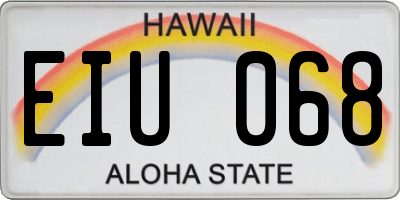 HI license plate EIU068