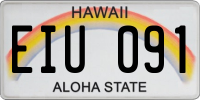 HI license plate EIU091
