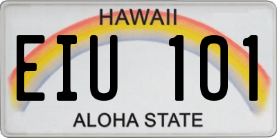 HI license plate EIU101