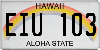 HI license plate EIU103