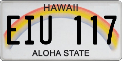 HI license plate EIU117