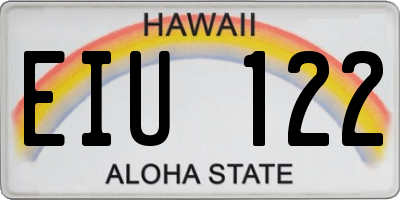 HI license plate EIU122