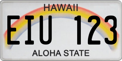 HI license plate EIU123