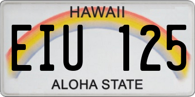 HI license plate EIU125