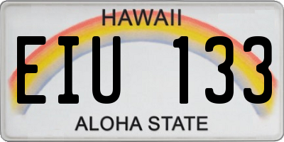 HI license plate EIU133