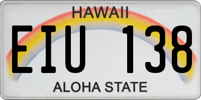 HI license plate EIU138