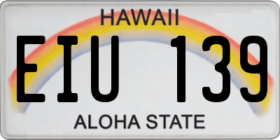 HI license plate EIU139