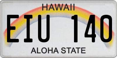 HI license plate EIU140