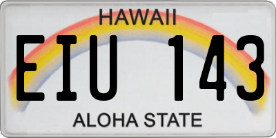 HI license plate EIU143