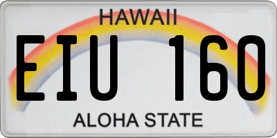 HI license plate EIU160