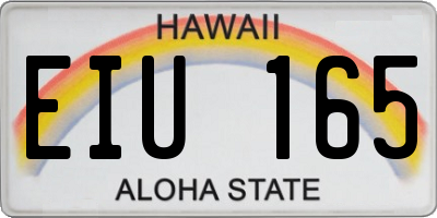 HI license plate EIU165