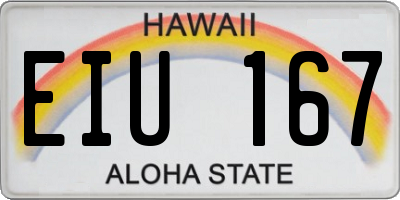 HI license plate EIU167