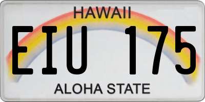 HI license plate EIU175