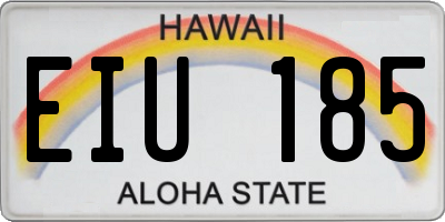 HI license plate EIU185