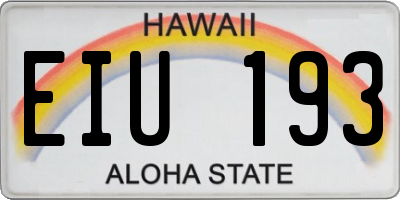 HI license plate EIU193