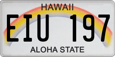 HI license plate EIU197