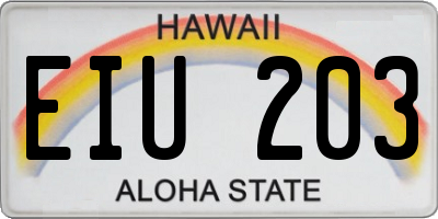 HI license plate EIU203