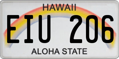 HI license plate EIU206