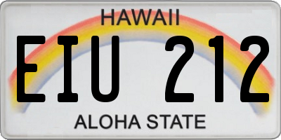 HI license plate EIU212