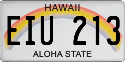 HI license plate EIU213