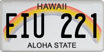 HI license plate EIU221