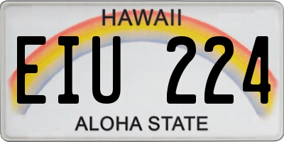 HI license plate EIU224