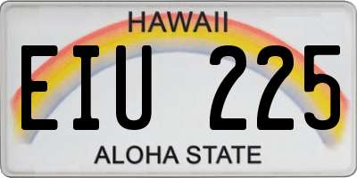 HI license plate EIU225