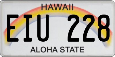 HI license plate EIU228