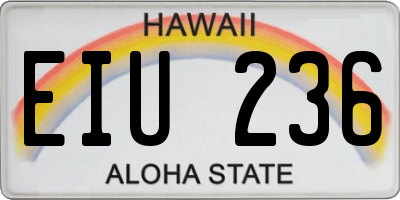HI license plate EIU236