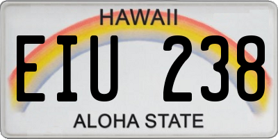 HI license plate EIU238