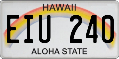 HI license plate EIU240
