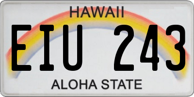 HI license plate EIU243