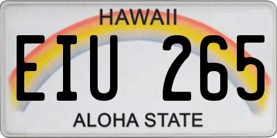 HI license plate EIU265