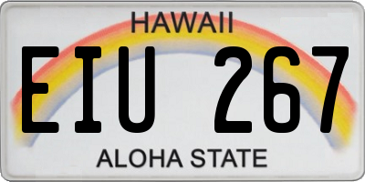 HI license plate EIU267