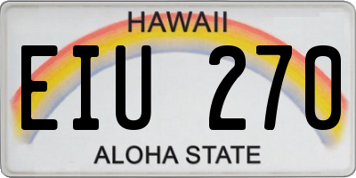 HI license plate EIU270