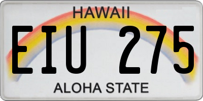 HI license plate EIU275
