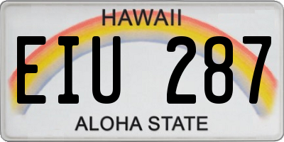 HI license plate EIU287