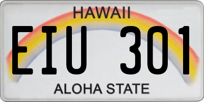 HI license plate EIU301
