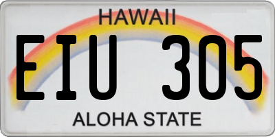 HI license plate EIU305