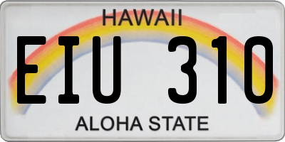 HI license plate EIU310