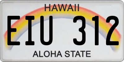 HI license plate EIU312