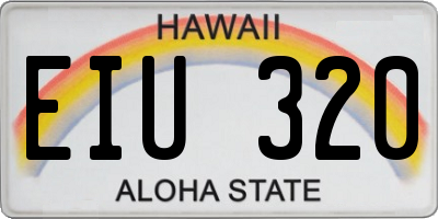 HI license plate EIU320
