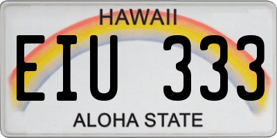 HI license plate EIU333