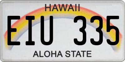 HI license plate EIU335
