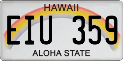 HI license plate EIU359