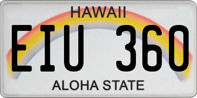 HI license plate EIU360