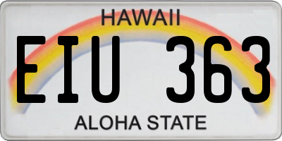 HI license plate EIU363